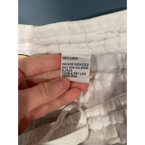 Vintage Talbots Caprial Womens 12P White 100% Irish Linen Pants Wide Leg Relaxed - Picture 5 of 5